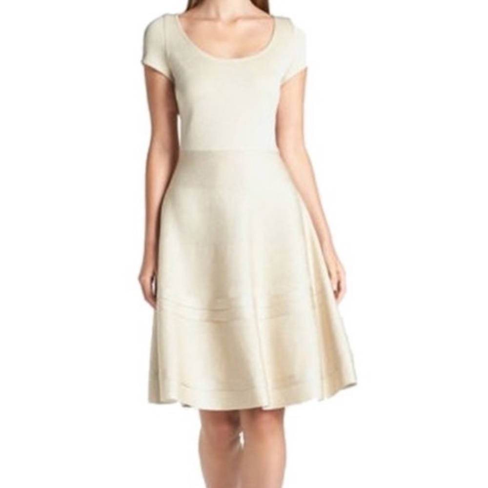 St John Metallic Milano Knit Dress in Gold size 2